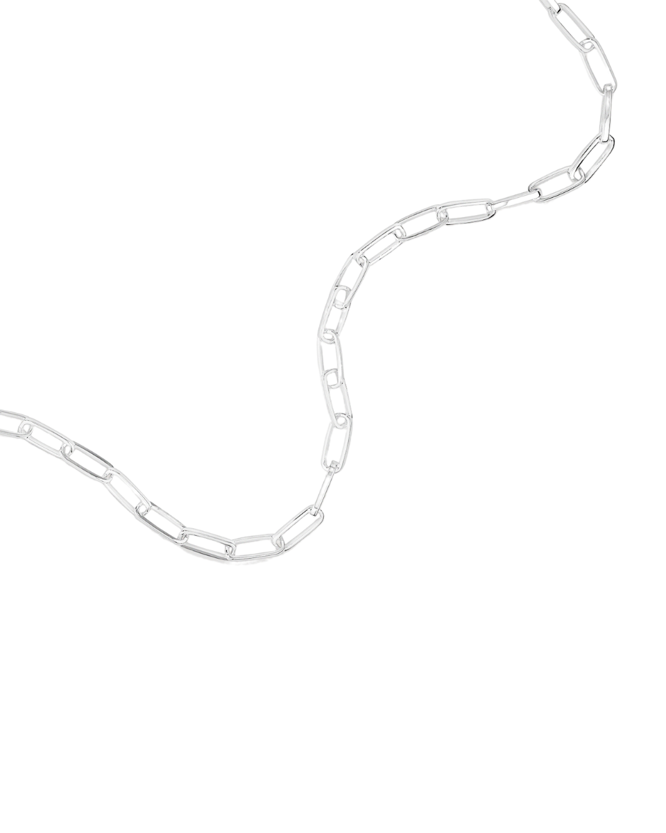 Sterling Silver Paperclip Chain Necklace with Heart Detail