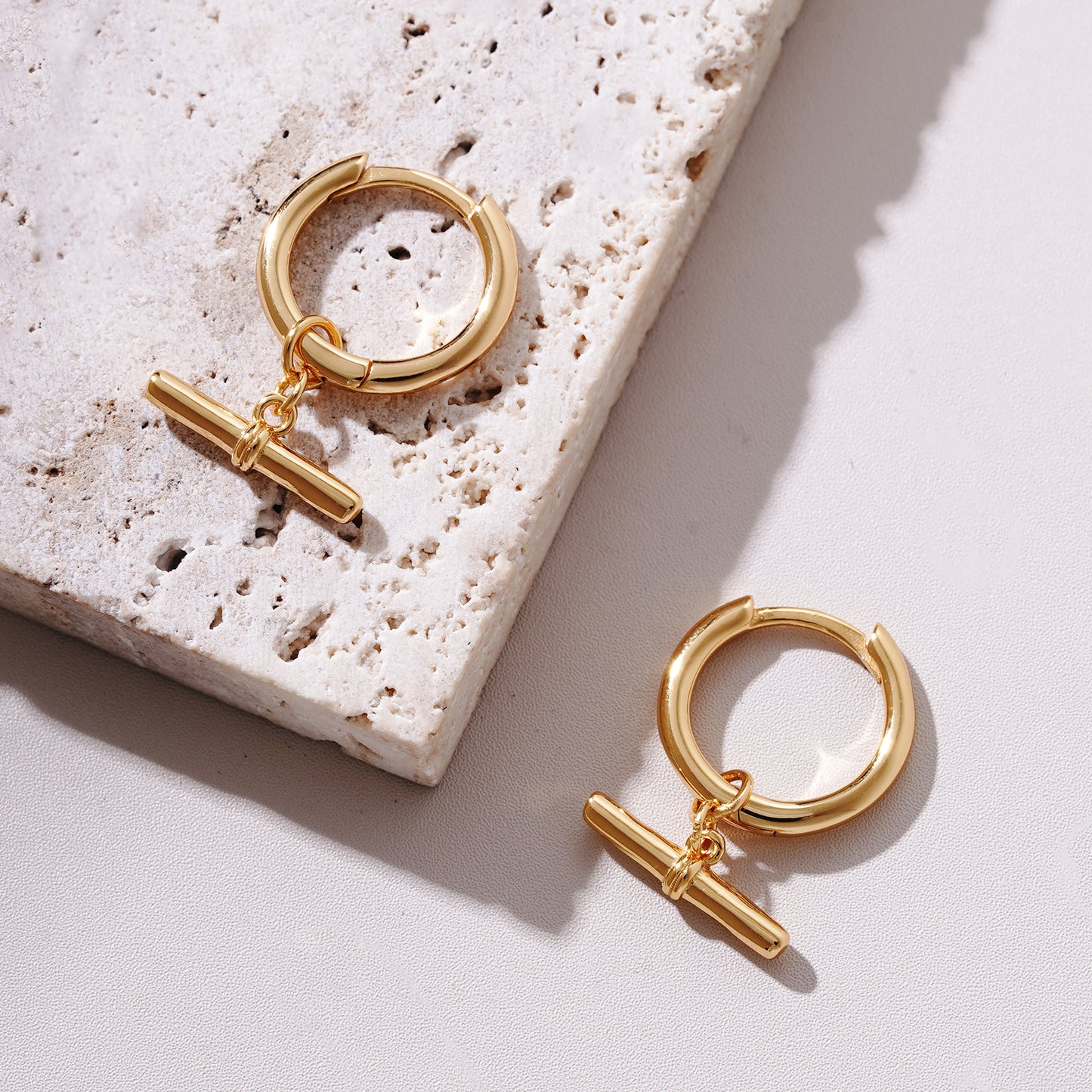 Dune Gold T Bar Earrings