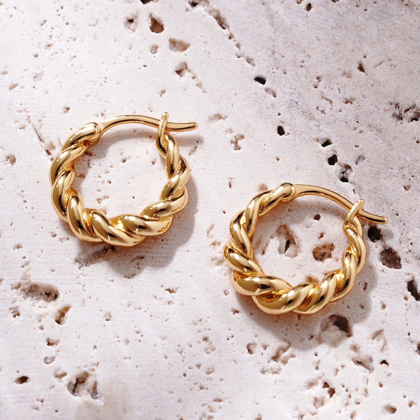 Gold Twisted Hoop Earrings