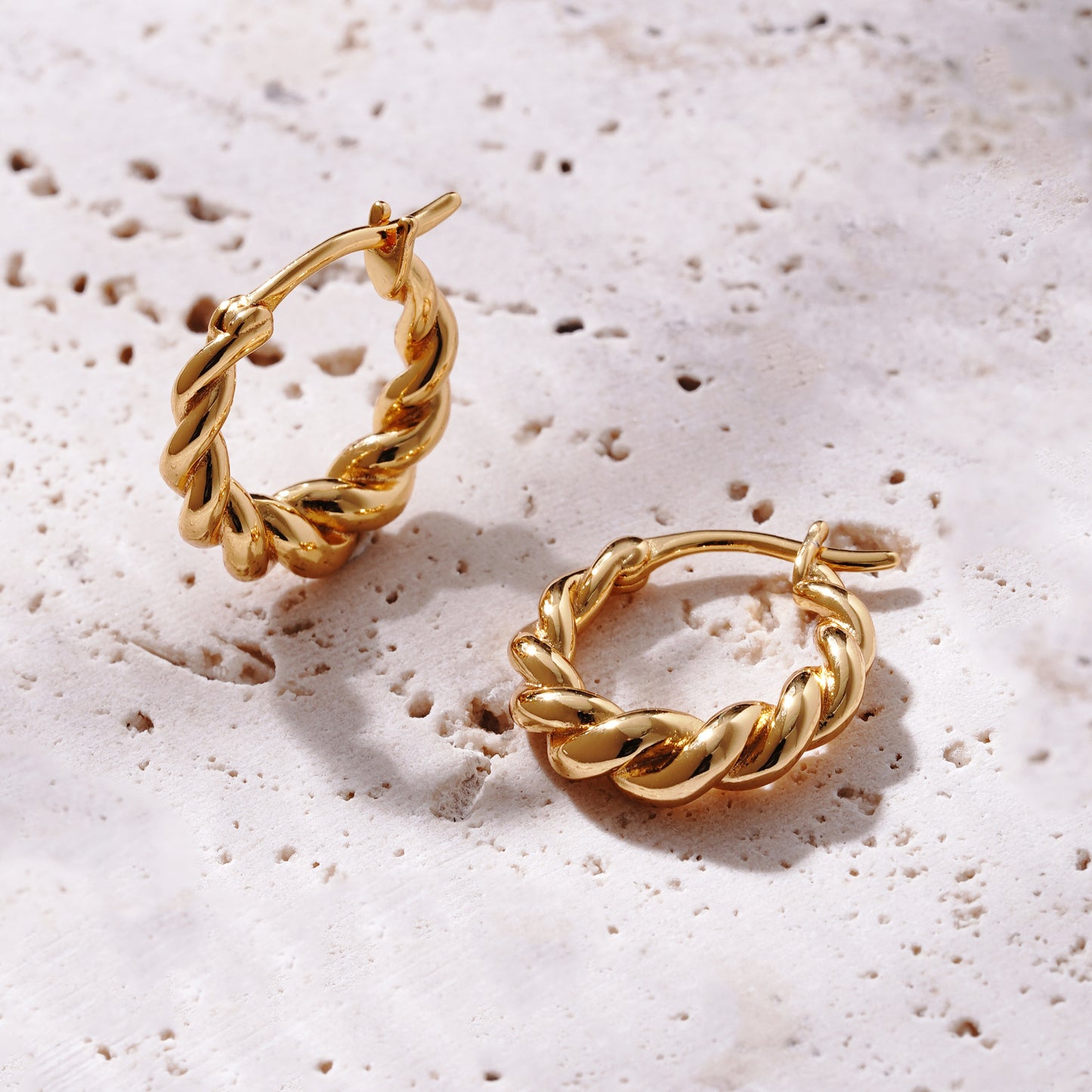 Gold Twisted Hoop Earrings