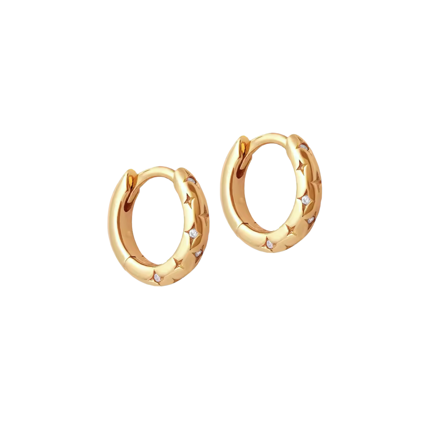 Gold Zircon Star Huggie Hoops