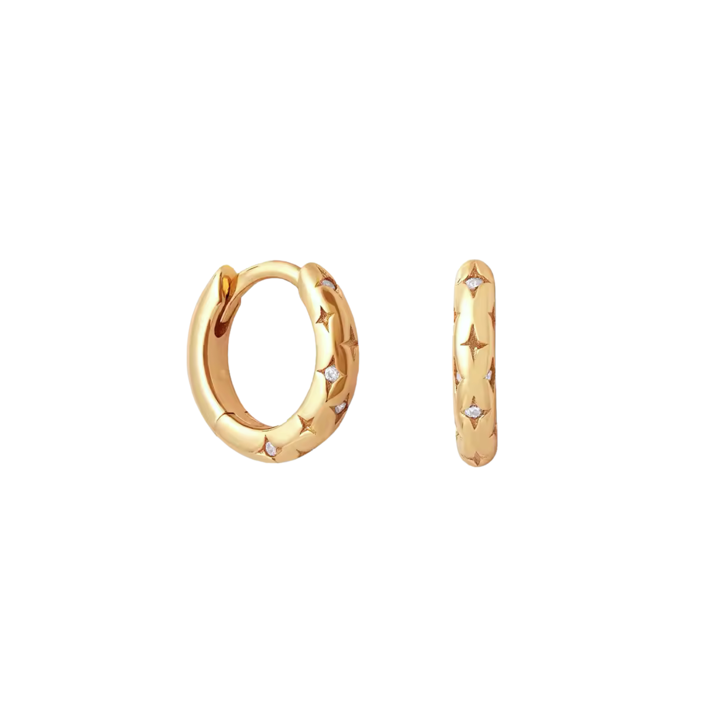 Gold Zircon Star Huggie Hoops