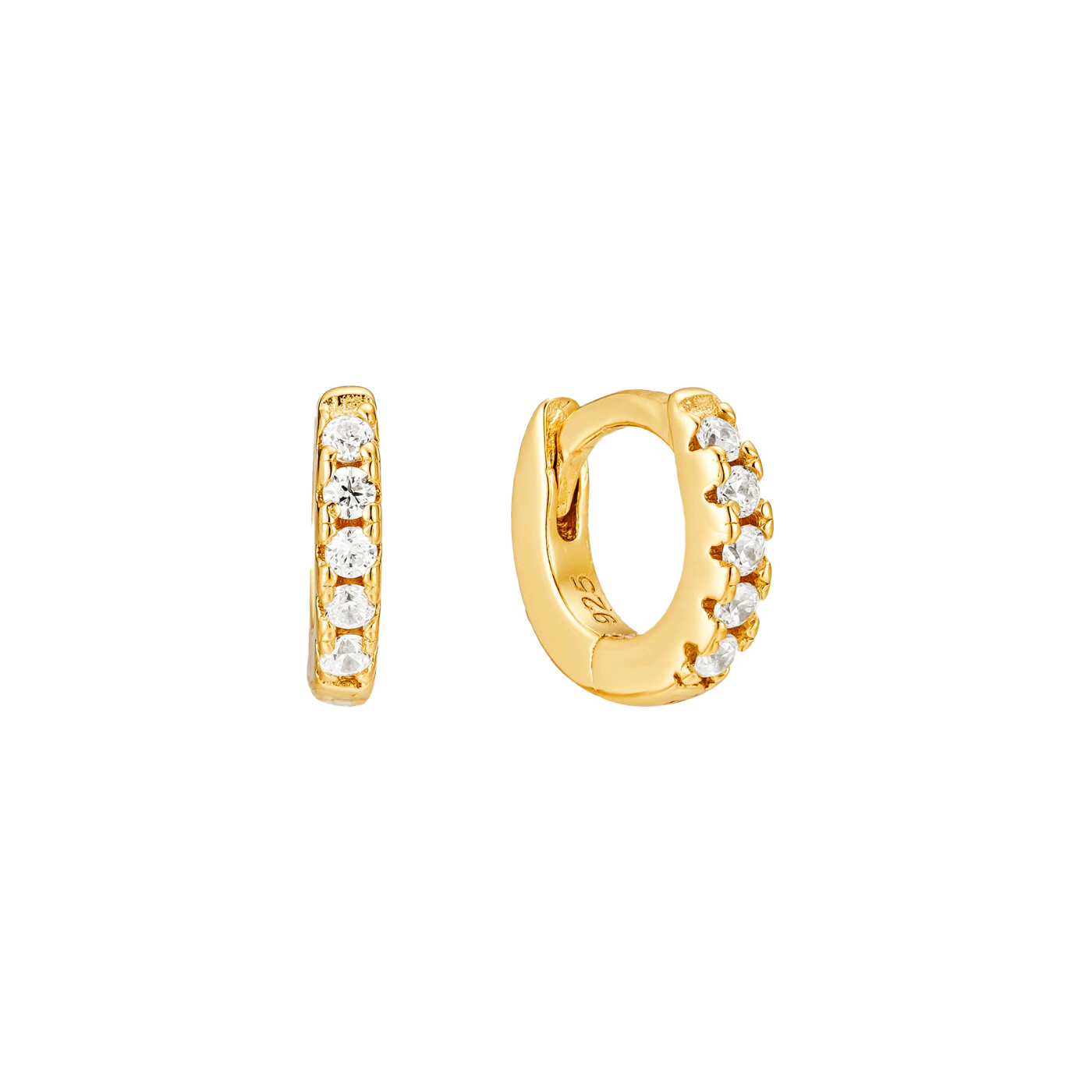 Gold Zirconia Mini Tube Hoops