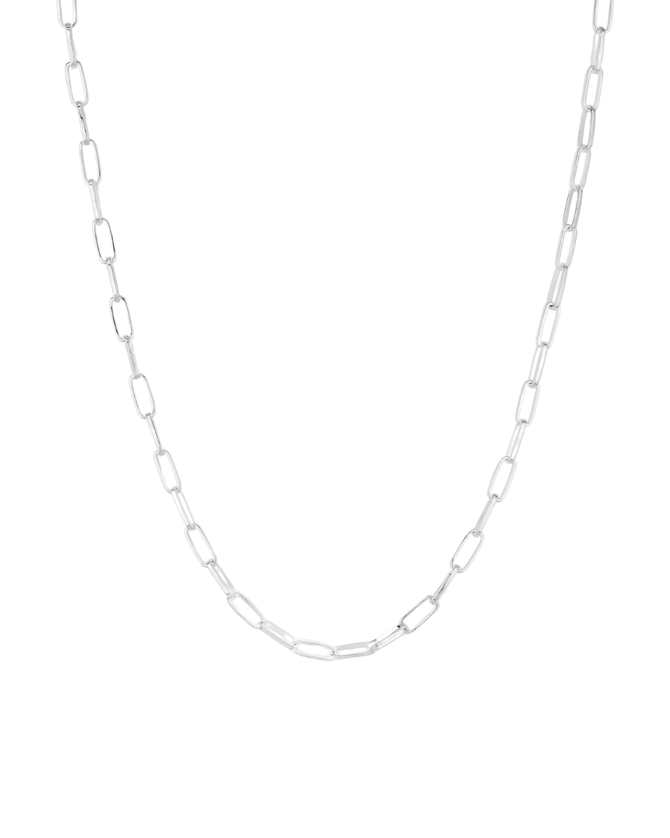 Paperclip chain necklace with heart detail in sterling silver