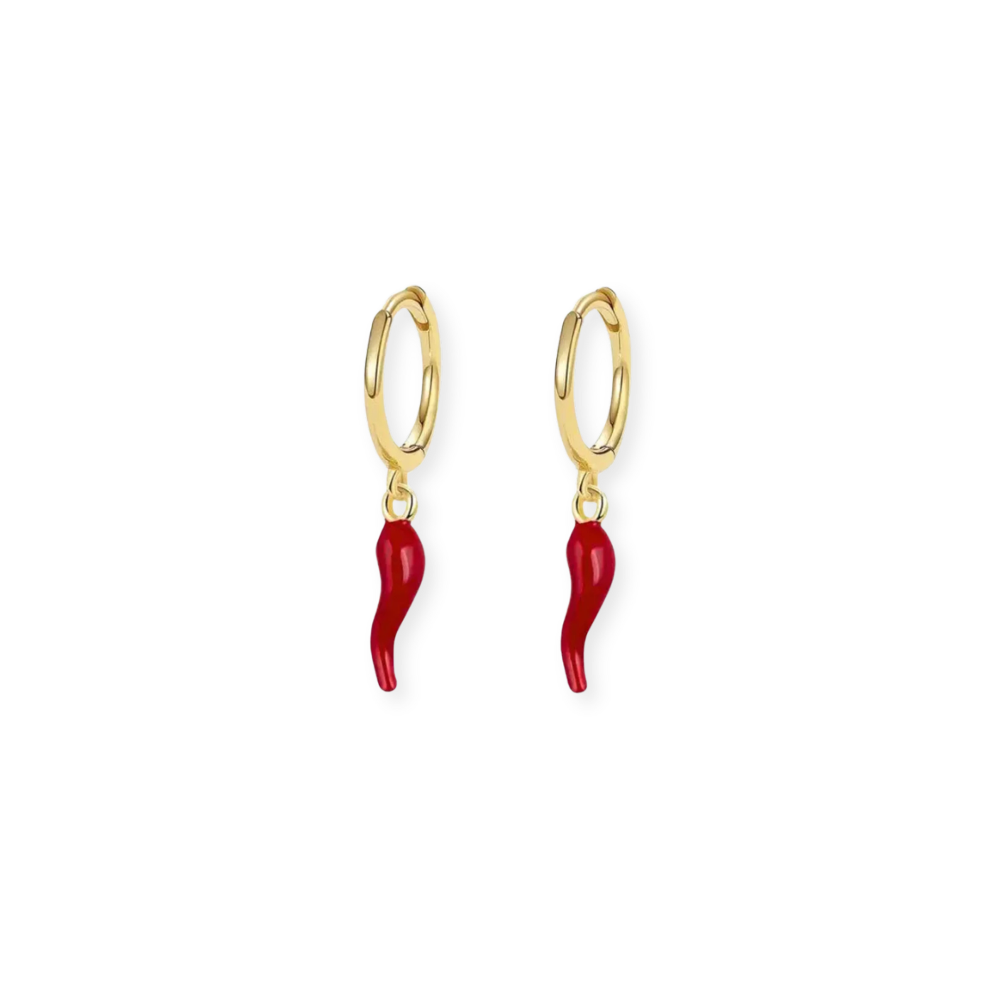 Gold Italian Cornicello Earrings