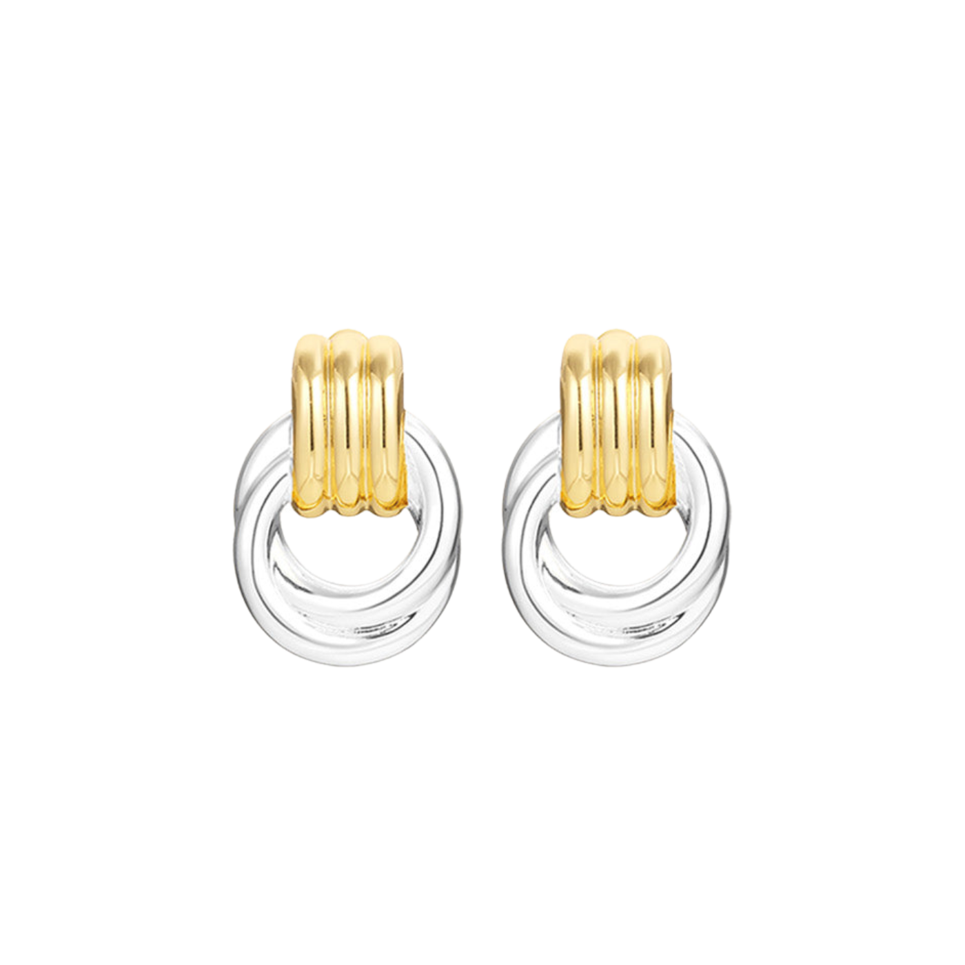 Triple Mixed Metal Knot Earrings