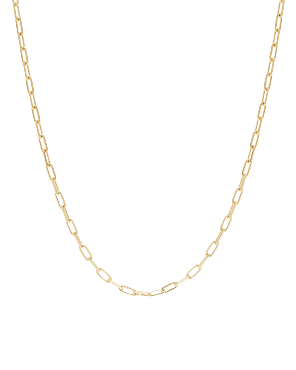 Gold Paperclip Chain Necklace with Heart Detail