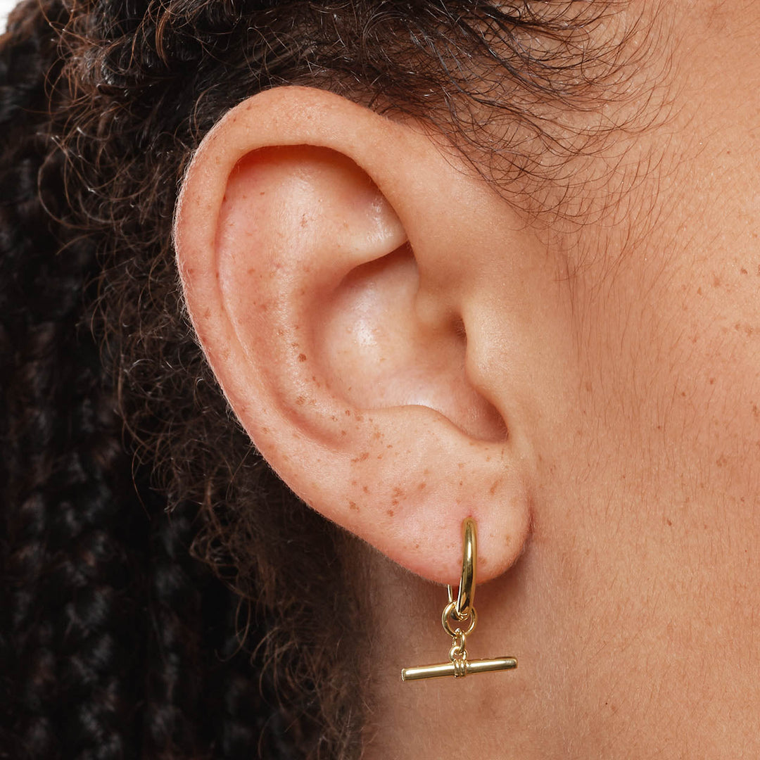 Dune Gold T Bar Earrings
