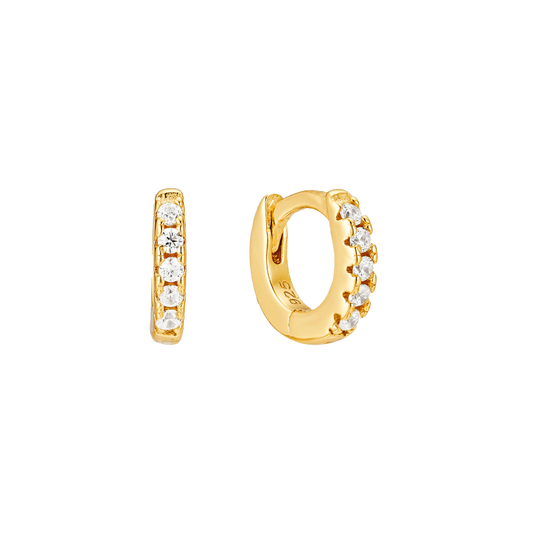 Gold Zirconia Mini Tube Hoops