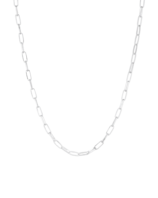 Paperclip chain necklace with heart detail in sterling silver