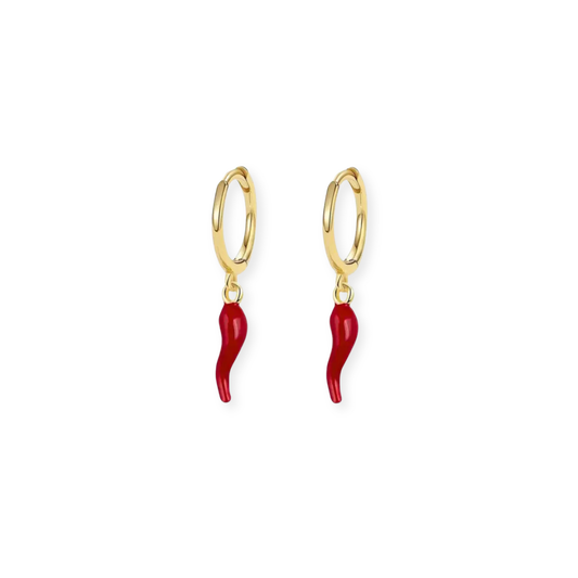 Gold Italian Cornicello Earrings